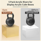 Acrylic Risers for Display 5 Pcs, Food Risers for Party Gold Cube Boxes Display Stands for Jewelry Bag Cosmetics Catering Dessert Collectibles