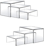 6 Pcs Acrylic Display Risers, 2 Sets Small Size Clear Shelf Riser, 0.15" Thick Acrylic Risers Display Stands, Clear Risers for Dessert, Cupcake, Candy, Figure Jewelry Showcase