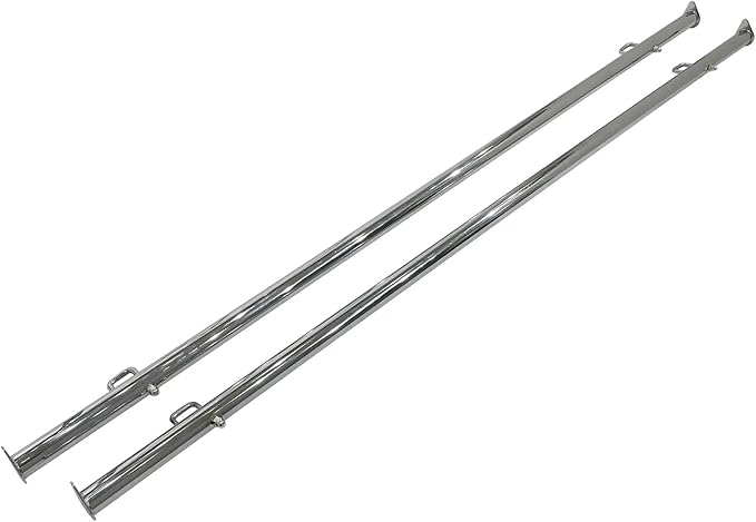 Econoco Double Bar Clothing Rack – Adjustable Garment Display with Rectangular Hangrail, Chrome (Base + Hang Bars)
