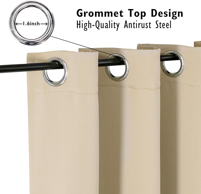 ChrisDowa Room Divider Curtain 120 Inches Long, Wide Blackout Sliding Door Curtain for Bedroom, Room Darkening Privacy Window Drape for Patio Door (1 Panel Set, Biscotti Beige, 100 x 120 Inch)
