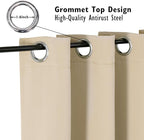 ChrisDowa Blackout Curtains 120 Inches Long for Living Room, Grommet Thermal Insulated Room Darkening Curtains for Bedroom (1 Panel Set, Biscotti Beige, 52 x 120 Inch)