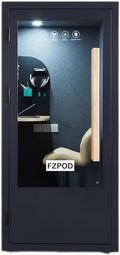 Office Pod, Mobile Office Pod Booth, Solo Soundproof Booth with Acoustic Panels, Sound Pod Silent Ventilation, Wheels and Feet, Privacy pod, Built-in Table, LED Lighting, AC, USB Ports - Black