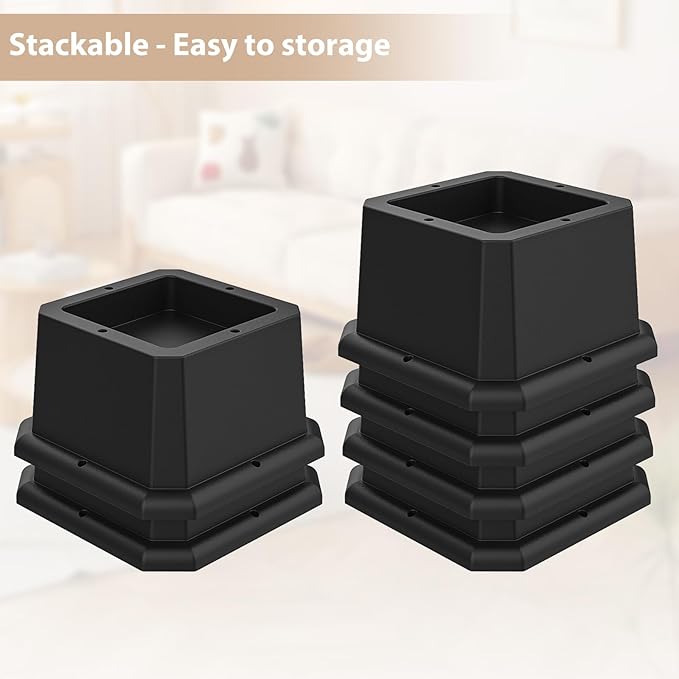 Bed Riser/Furniture Lift Bed/Bed risers/Furniture Lifter/Table risers/Frame Risers Create Under Bed Storage Heavy Duty for Furniture Height Adjustment (Black 8 Pack, 2 Inch)