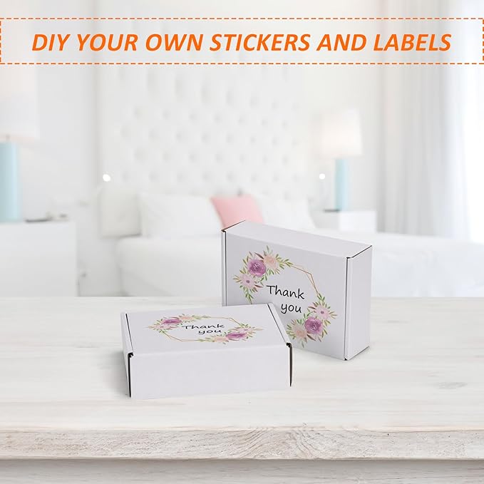 HORLIMER 40 Pack 7x5x2 Shipping Boxes, White Corrugated Cardboard Box for Mailing, Packaging, Small Business
