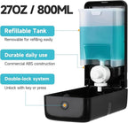 AIKE Wall Mount Liquid Soap Dispenser, 27oz Large Capacity with Extended Pump for Commercial Bathrooms,AK1008(Black)
