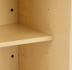 Rolling Wood Podium, 44"H, Locking Wheels, 2 Shelf Open Cabinet, Top Surface with Lip (Maple)