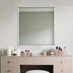 Ruomeng Frameless Mirror for Wall, 30x30 Inch Bathroom Vanity Mirror Farmhouse, Rectangle Mirror with Beveled Edge, Tempered Glass, Hangs Horizontally or Vertically