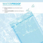Light Blue 12.5x19.5 Inch Large Poly Bubble Mailers #6 | Padded Envelopes with Self Seal | Air Lined Cushioned Bubble Mailer | Usable Size 12.5x15 | 100 Pack Bulk | Lightweight shipping Bags