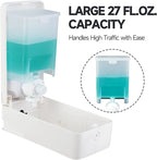 27oz (800 ml) Manual Wall Mounted Soap Dispenser, Ideal for Commercial Bathrooms Restaurants Hotels, Use with Liquid Hand Soap Shampoo, ABS White