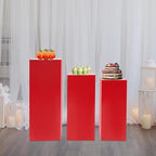 Eapmic Pedestal Stands for Party, Cake Pedestal Stand, Dessert Table Display Plinth Pillars, Sculpture Display Column Decoration Cube for Wedding Birthday (Red, Square-3Pcs(31.49"+25.59"+23.62"))