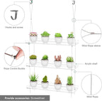 3-Tier Clear Hanging Window Plant Shelves 16In, Height Adjustable Acrylic , Indoor Windows Wall Hanging Plant Stand Flower Display, Flower Pot Organizer Storage for Grow Herbs, Microgreens, Succulents