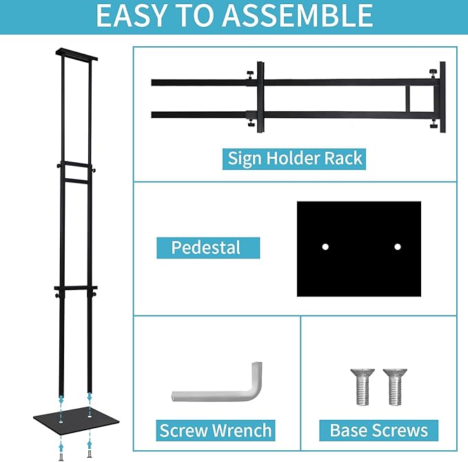 Poster Stand Heavy Duty - Adjustable Poster Stands for Display Foam Board, Double Sided Pedestal Floor Standing Sign Holder Height Up to 80 Inch, 1 Pack