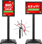 Pedestal Sign holder Stand 8.5x11inch Adjustable Standing Floor Sign Stand with Heavy Base & Snap Frame Display Stand for Indoor Outdoor Business Store Sign Holder Poster Stand (Black)