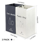 Recycling Bin, Separate Large Recycle Bins for Kitchen - Indoor Home Trash Bin, Recyclable Waste Trash Sorting Organizer, Durable, Washable, Affordable Recycle Bags, 2 Pack