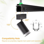Adjustable Focus Spotlight, 18W Magnetic Track Light Head, 24V LED Lamp, Rotatable Spotlight, Smart Control via App, Remote & Voice, Dimmable & CCT 2700K-6000K, Beam Angle 20°-45°