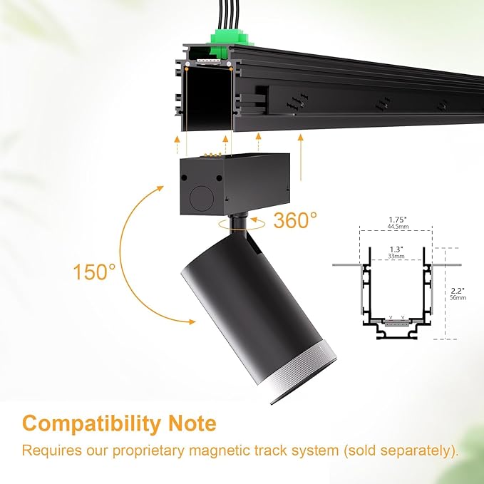 Adjustable Focus Spotlight, 18W Magnetic Track Light Head, 24V LED Lamp, Rotatable Spotlight, Smart Control via App, Remote & Voice, Dimmable & CCT 2700K-6000K, Beam Angle 20°-45°