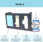 Steel Sanitizing Station Dispenser Stand, Wall Mounted Organizer for Face Masks, Glove Box and Hand Sanitizer or Others in Office, Gym, Schools, Hospital, Laboratory or Other Public Sites