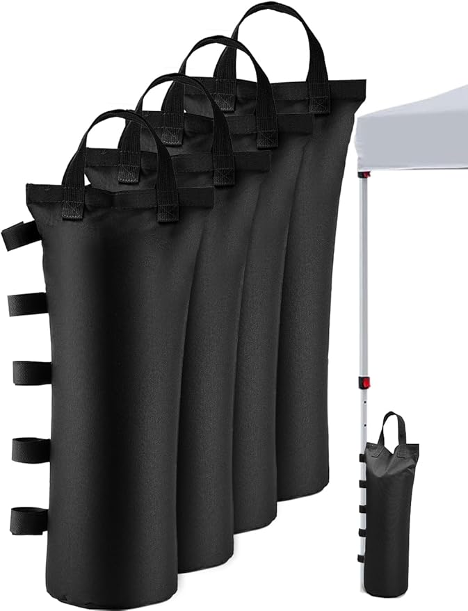 120LBS Extra Large Heavy Duty Canopy Weights Sand Bags for Ez Pop Up Canopy Tent Gazebo Outdoor Instant Sun Shelter Patio Umbrella, Upgraded 5 Full-Sized Magic Stick and 2 Nylon Handles, 4Pack
