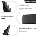 2 Pack Black Brochure Holder wood Literature Holder 4-Tier Countertop Trifold Flyer Display Stand Pamphlet Booklet Menu 4×6 6×9 Inch Postcard Greeting Card Organizer