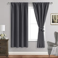 JIUZHEN Blackout Curtains for Bedroom - Thermal Insulated Room Darkening Rod Pocket Curtains for Living Room, Set of 2 Panels with Tiebacks, 38 x 63 Inch Length, Dark Grey