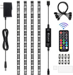 HitLights LED Strip Lights, 4 Pre-Cut Waterproof RGB Small LED Light Strip Kit Dimmable Color Changing SMD 5050 LED Tape Light with RF Remote, UL-Listed Power Supply and Connectors for TV Bedroom Home
