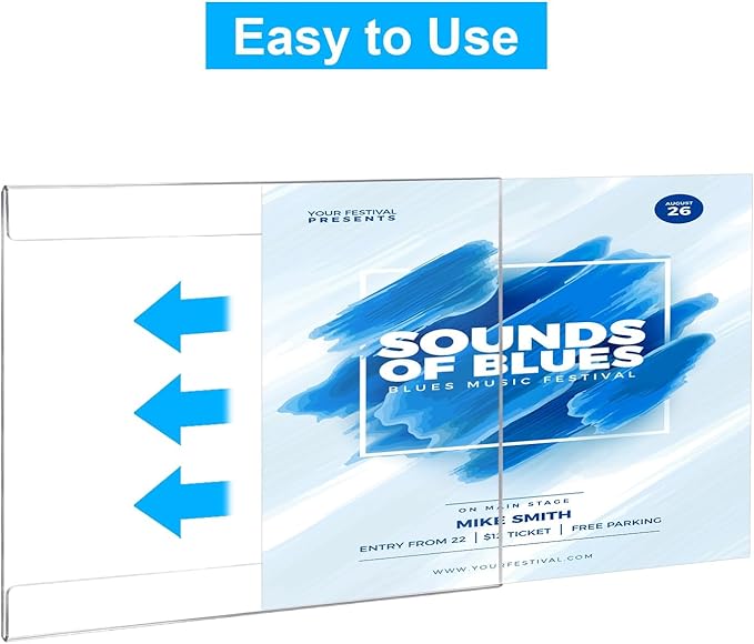 EHWINE 10 Pack 8.5 x 11 Wall Mount Acrylic Sign Holder, Horizontal Wall Signs Photo Menu Flyer Display Holders, Plastic Clear Acrylic Frames for Office Home Hotel Business Store (with Adhesive Tape)