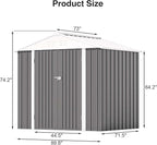 Patiolife Outdoor Storage Shed 8x6 FT, Lockable Metal Shed for Bike and Tools,Large Storage House for Garden and Backyard, Gray