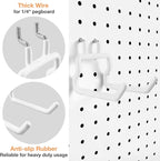 G.CORE 24-Pack Pegboard Hooks, 2" 4" Peg Board Tool Utility Hangers Fit 1/4" Pegboards, Heavy Duty Metal Shelving Brackets, Wall Organizers and Storage for Craft Room Garage Workbench Office (White)