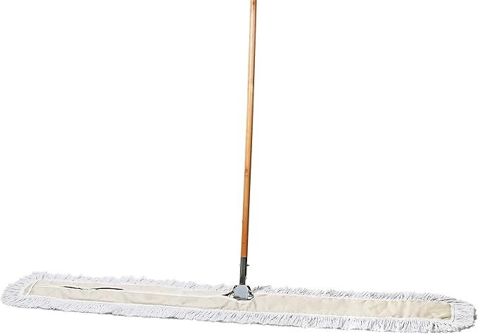 Commercial Dust Mop & Floor Sweeper, 60 in. Dust Mop for Hardwood Floors, Cotton Mop Head, Wooden Broom Handle, Industrial Dry Mop for Floor Cleaning & Janitorial Supplies