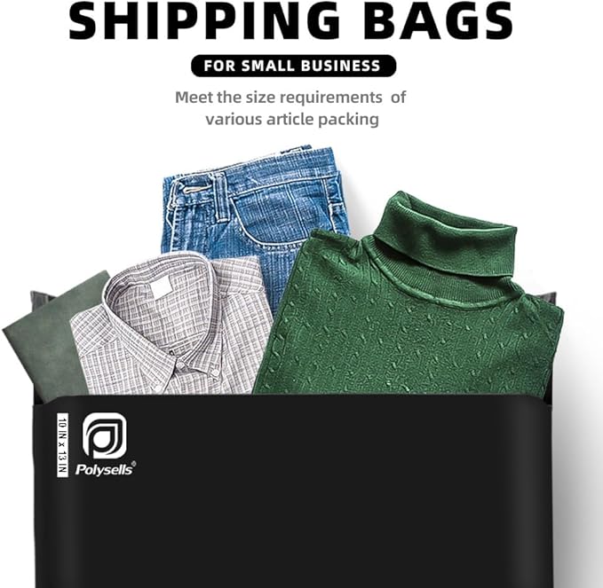 POLYSELLS 4000 pcs 10x13 Inches Black Poly Mailers Shipping Envelopes, Strong Adhesive Sealing, Waterproof, and Tear-resistant Postal Mailing Bags for Clothing, Books, and Accessories