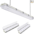 Sunco LED Ready Fixture for Garage Ceiling, 4ft Shop Lights Holds 2 LED Tube Lights, Non-Dimmable, Surface Mount, Works with Type B and Hybrid Tubes, 120-277V, Wet Rated ETL 2 Pack