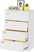 Lateral File Cabinet with Lock, 4 Drawer Large Metal Filing Cabinet,Home Office Lockable Storage Cabinet for Hanging Files Letter/Legal/F4/A4 Size-Assembly Required