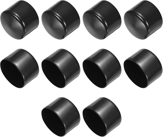 uxcell 10pcs Rubber End Caps 63mm(2 1/2 Inch) ID Vinyl Round End Cap Cover Screw Thread Protector Black