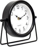 Vintage Black Table Clock on Stand, Decorative Desk and Shelf Clock Decorative Battery Operated Table Top Decor for Living Room，Silent Non-Ticking