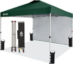 CROWN SHADES 10x10 Pop Up Canopy with 1 Side Wall - Beach Tent with One Push Setup - Outdoor Sun Shade for Events, Parties, Camping - Gazebo with STO-N-Go Cover Bag (Forest Green)