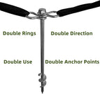 Ground Anchors Screw in - 16 Inch Set of 6 - Tent Stakes Heavy Duty Double Arbitrary Direction Galvanized Kits for Swing and Trampoline Set High Wind Solid Metal Hex Head Dog Tie Out Stake (6)