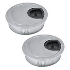2 Pcs Desk Grommet 2-1/16" / 53 mm, Desk Cord Hole Cover, Cable Grommet Metal Zinc Alloy Materilal, Desk Hole Grommet for Home & Office Pc, Detachable Cable Cord Organizer-Matte Silver
