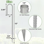 VVOKGO Rebar-Stakes-12-Inch J Hook Galvanized Tent Stakes Heavy Duty, 4-Pack Ground Chain Link Fence Anchors with Chisel Point End for Gazebo Bounce House, Camping Tents, Outdoor Inflatable Decoration