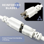 EP 15 Ft Outdoor Extension Cord, 12/3 SJTW Heavy Duty Extension Cable with 3 Prong Grounded Plug, 15 AMP Power Cord for Lawn, Garden, Appliances, White
