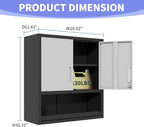 Metal Garage Wall Cabinet with Lock, Wall Mounted Metal Storage Cabinets with Doors and Shelf, Lockable Floating Tool Storage for Garage Basement Utility Room