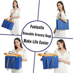 NERUB Reusable Grocery Tote Bags - Heavy Duty with Reinforced Bottom, Foldable Large Shopping Bags for Groceries (3 Pack)