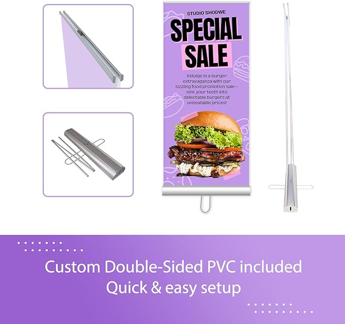 BillyPrint Custom Retractable Banners 2-Sided 31.5x71in with Stand, Customizable Sign for Business, Corporate Events, Advertising - Customized Prints with Travel Bag - 1 unit