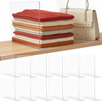 Shelf Dividers for Closet Organization: 10" Tall x 12" Deep Acrylic Closet Shelf Dividers for Clothes Sweater Purse - Free Standing Clear Separators for Shelves