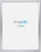 SnapeZo Photo Frame 18x24, Silver, 1.25 Inch Aluminum Profile, Front-Loading Snap Frame, Wall Mounting, Professional Series