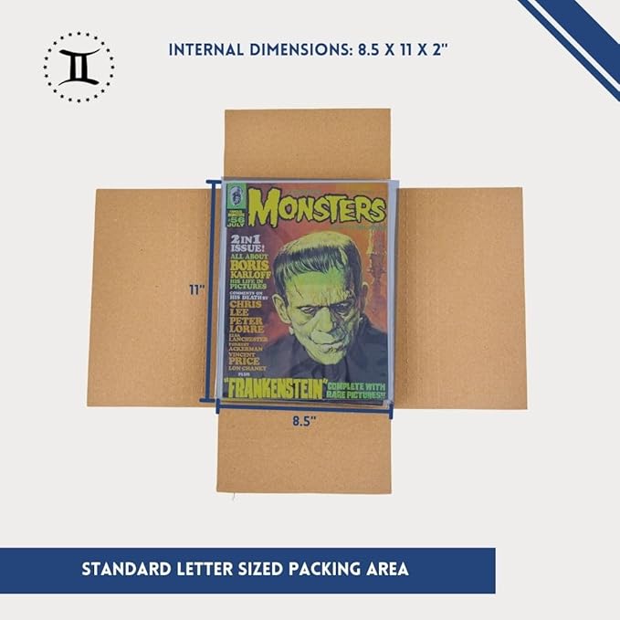 Gemini Magazine and Comic Book Mailers for Shipping (8.5x11x2’’ – 50 Pack) | US-Made Corrugated Cardboard Stay Flat Mailers with Expandable Capacity | Great For Shipping Documents, Photos, and More.