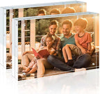 Egofine A4 Acrylic Frames 2 Pack, 20mm Thicker Frameless Clear Picture Frames, Double Sided Magnetic Picture Frames, Free Standing Desktop Display