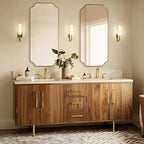 ANDY STAR 24"x48" Large Bathroom Mirror, Brushed Gold Rectangle Mirror, Scalloped Mirror for Bathroom in Anti-Rust Stainless Steel Metal Frame 1" Deep, Hangs Vertically/Horizontally