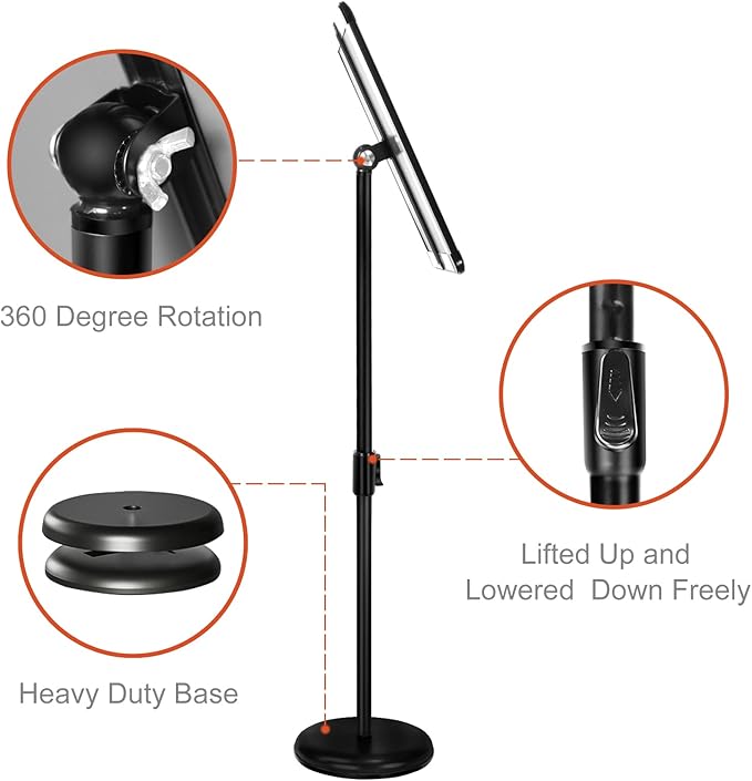 Heavy Duty Floor Sign Stand Adjustable Pedestal Sign Holder Stand, Poster Stand Aluminum Snap Open Frame for 8.5X11 Inches with Heavy Round Base, Both Vertical and Horizontal Sign Displayed