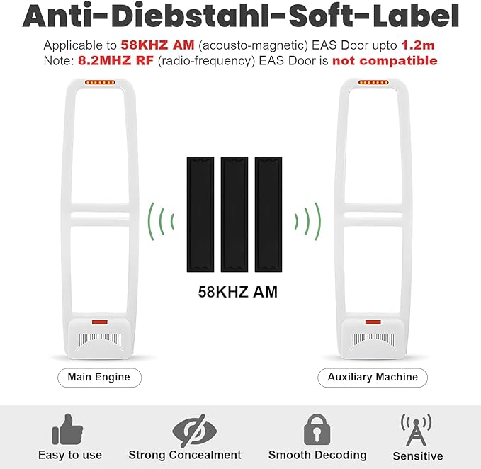 5000 Pieces of 58 kHz Acousto-Magnetic (AM) Security Tag Labels, Compatible with 58 kHz EAS Systems. Features Simulated Barcodes