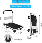 LEADALLWAY Platform Truck Large Size 880lbs Heavy Duty Foldable Push Cart 35.8x24x34.3inches White